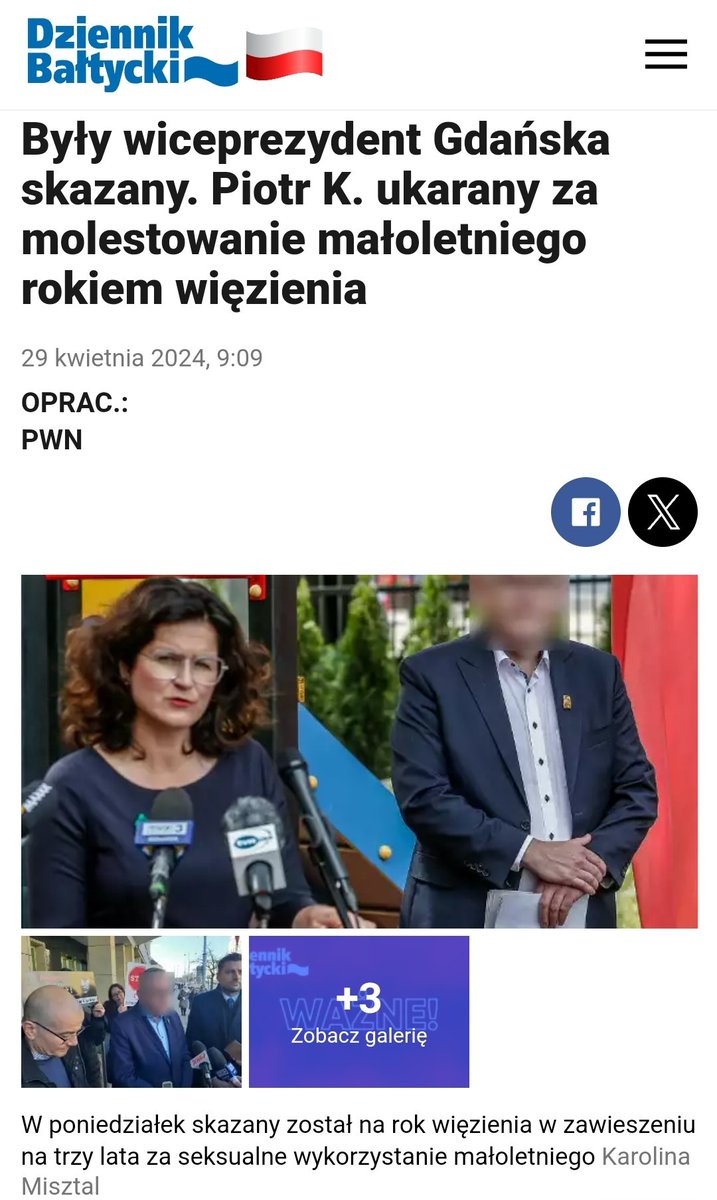 🚨Były wiceprezydent Gdańska ds. edukacji skazany za molestowanie seksualne małoletniego 👉Kilka miesięcy temu jako radni Prawa i Sprawiedliwości przeprowadziliśmy kontrolę w Urzędzie Miasta Gdańska po pierwszych doniesieniach o oskarżeniu byłego wiceprezydenta Piotra K. o 1/3