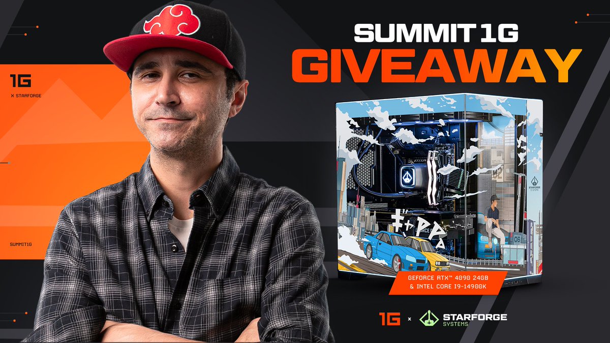 $5,300 RTX 4090 Gaming PC Giveaway To enter, perform these tasks via the link below: 🔁 Retweet + Like ✅ Follow @summit1g @StarforgePCs @VastGG Enter Here: vast.link/Summit1G