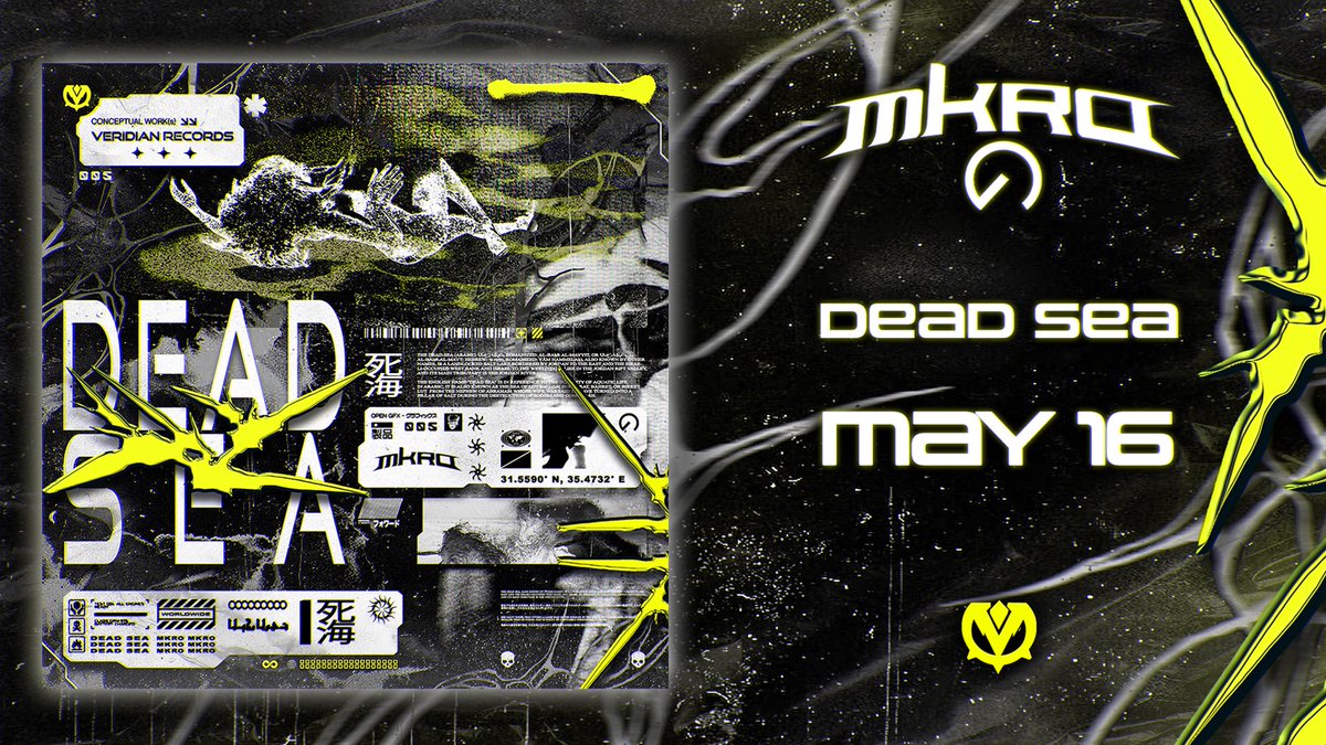 VeridianRecs's tweet photo. MKRO joins the VR ranks in 2 weeks with his dubstep/trap banger ‘Dead Sea’ 🔊🔊🔊

MKRO // Dead Sea ☠️🌊

‼️OUT EVERYWHERE MAY 16TH‼️

🔗Pre-save in bio🔗 https://t.co/tCYywSXRU9