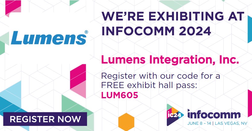 Visit Lumens at the upcoming InfoComm event in Las Vegas, June 12-14. We are located in the central hall at booth #C8757. Don't forget to schedule an appointment at the booth. See you there! InfoComm: infocommshow.org Lumens Booth Meetings: docs.google.com/forms/d/e/1FAI…