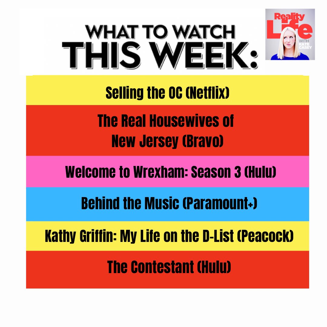 My what to watch list this week: podcasts.apple.com/us/podcast/rea… Enjoy! #sellingtheoc #RHONJ #welcometowrexham #kathygriffin #podcast #WhatToWatch