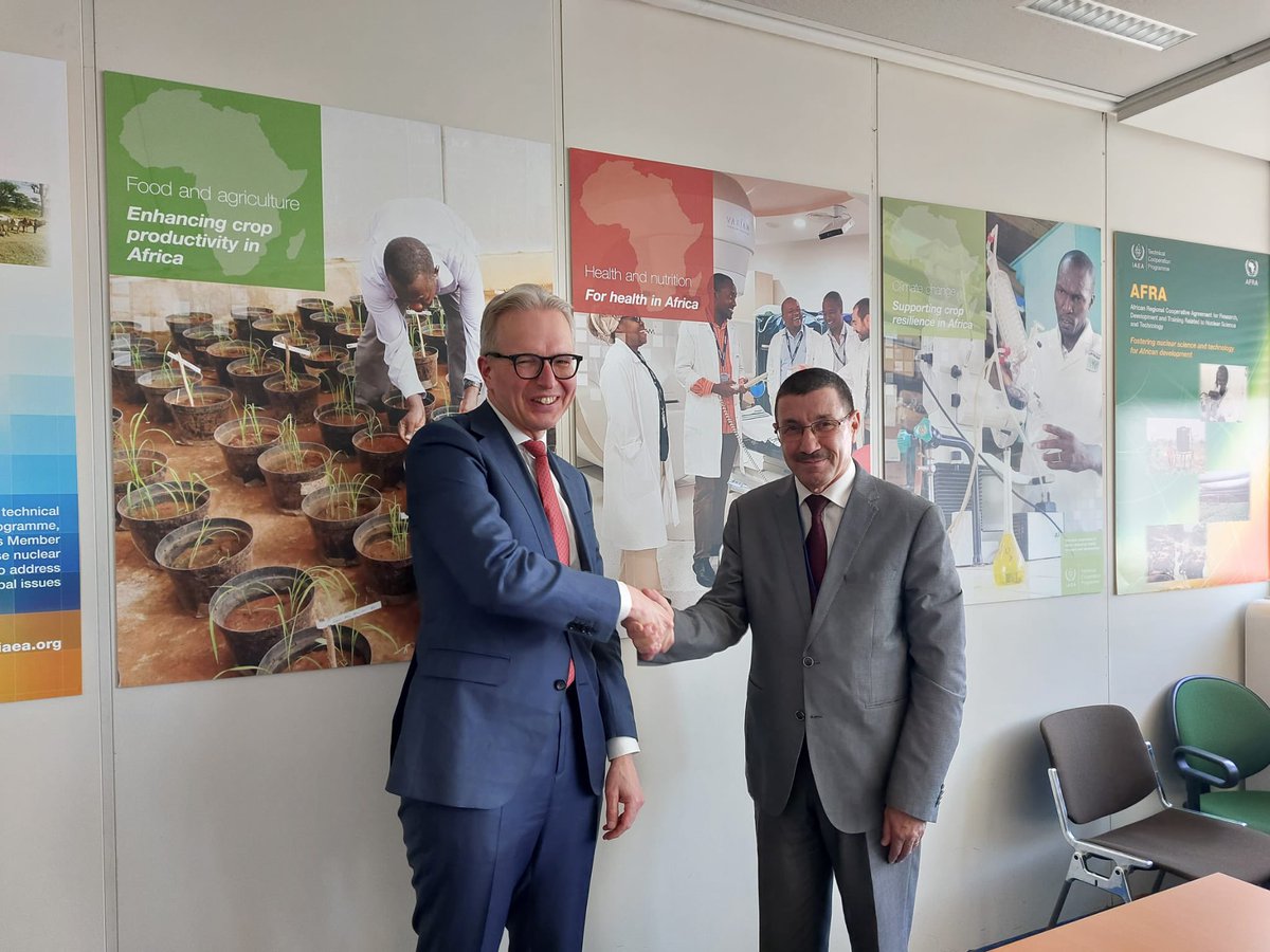 Last week we exchanged views with Dr. Abdelhamid Mellah, Algerian Atomic Energy Commissioner & Chair of @AFRAAfrica & @iaeaorg TC Department. EU & African countries continue working together on nuclear safety, radiation protection & safeguards.