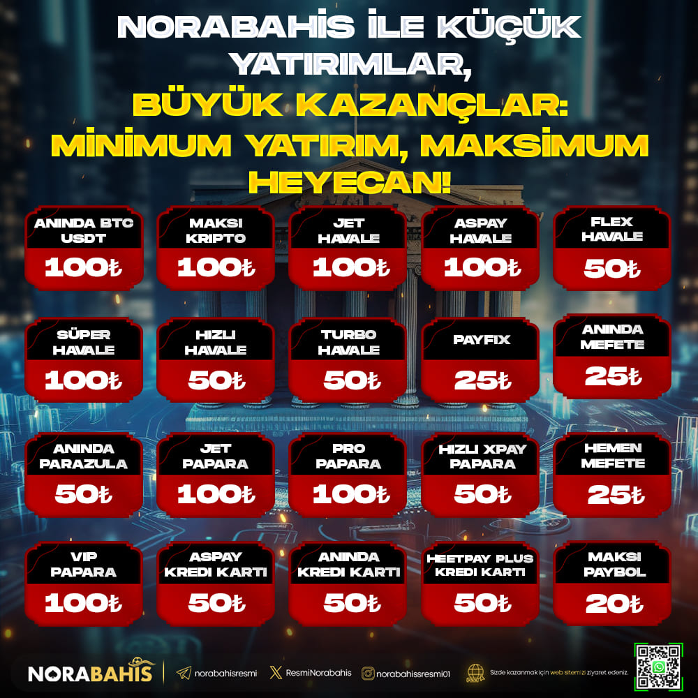 🪙 Norabahis Minimum Yatırım Tutarları İle Sizlerle 💰 🤑 Kazanmaya başlamak için büyük yatırımlar yapmanıza gerek yok! 💰 🤑 Norabahis ile Minimum Yatırımlarla bile Yüksek Kazanç Elde Edebilirsiniz. 🤑 🏦 Güncel Giriş (t1.t2m.io/Sosyalmedyagun…) 🏦