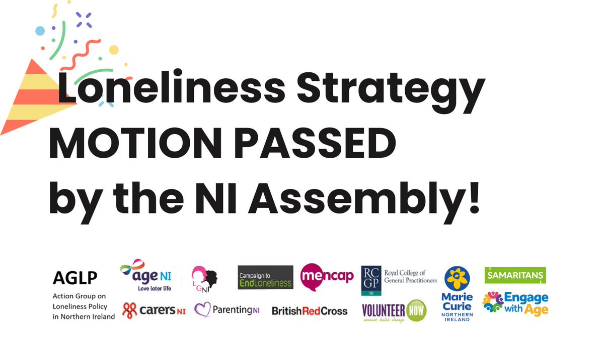 Thankyou to all the MLAs who spoke in support of the motion today. The Assembly agreed we urgently need a cross-departmental, fully funded strategy to tackle loneliness. #TacklingLoneliness