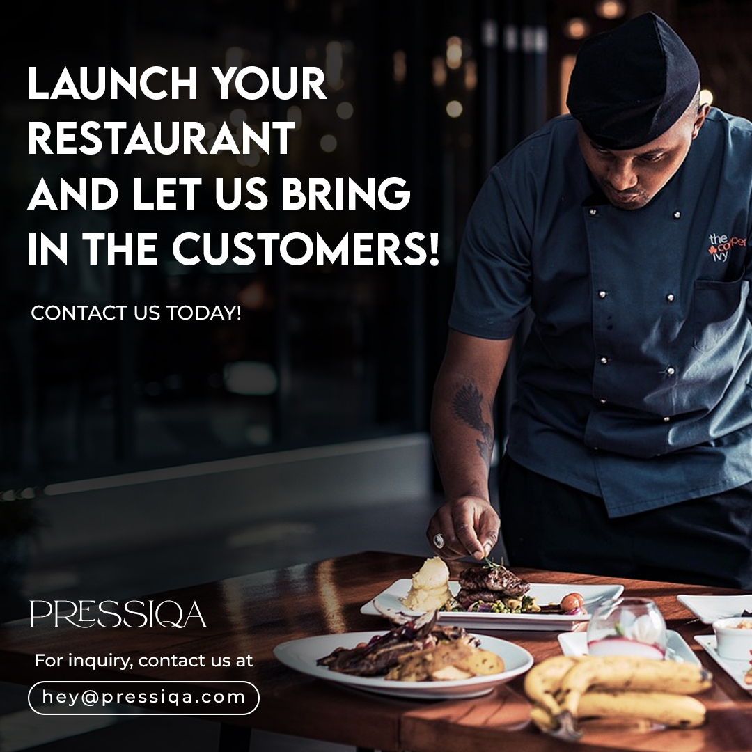Attention aspiring chefs-entrepreneurs!

If you've ever dreamed of owning your own restaurant, Pressiqa is here to make it a reality through featuring in top magazines!

With Pressiqa by your side. Contact us today!
#PRAgency
#TopMagazines 
#chefentrepreneurs 
#restaurantdreams