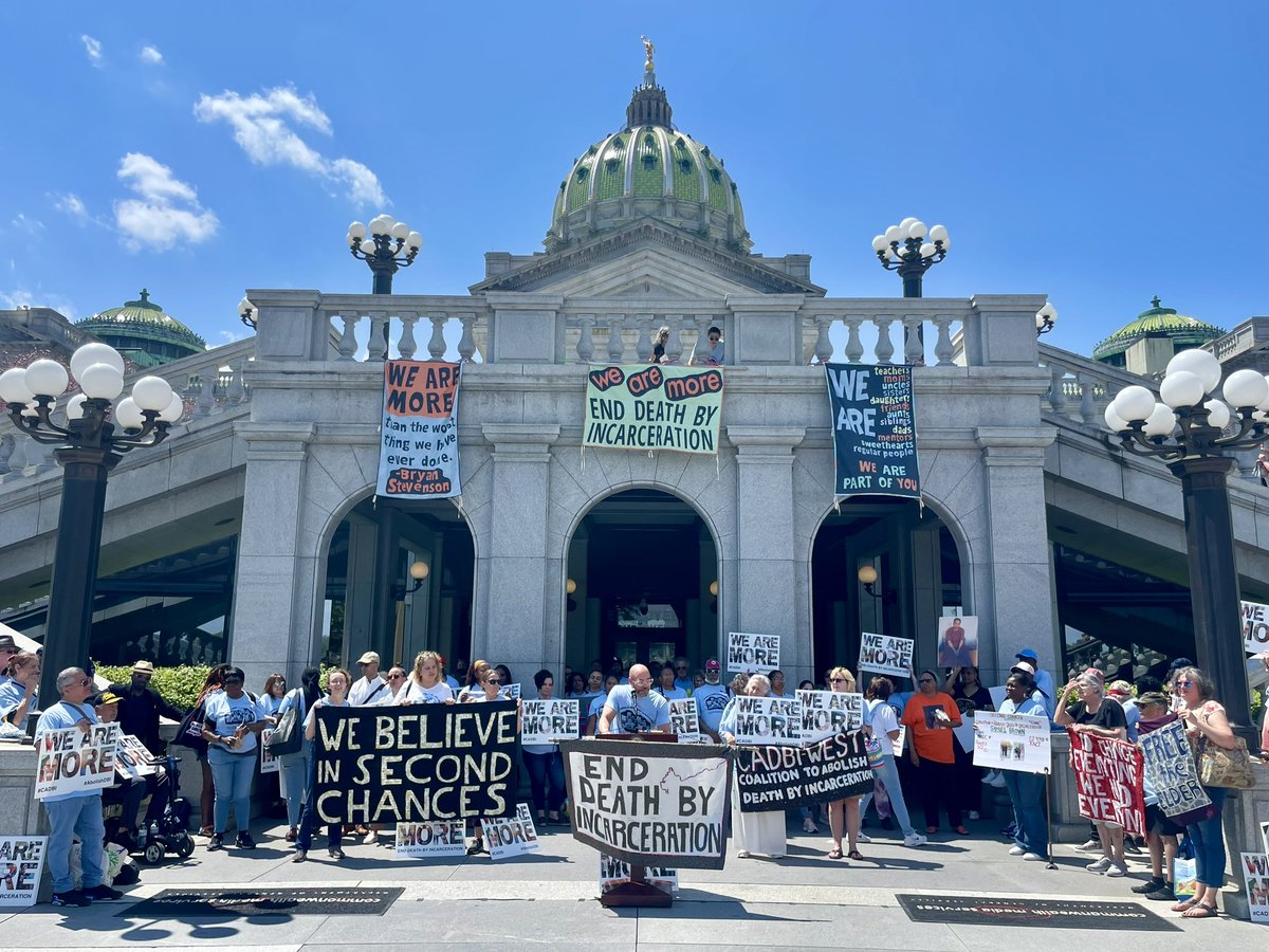 Hundreds of people—mothers, grandmothers, sons, fathers, siblings, friends, and chosen family—are rallying at the State Capitol in Harrisburg to demand an end to Death By Incarceration. Our theme this year is WE ARE MORE.