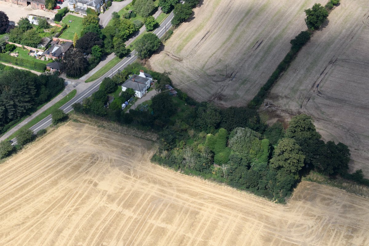 The outline of the ruins of St Michael's Church in Sco Ruston can be seen more clearly in this aerial image. Who knows what remains under the undergrowth? #ScoRuston #Church #aerial #image #Norfolk #aerialphotography