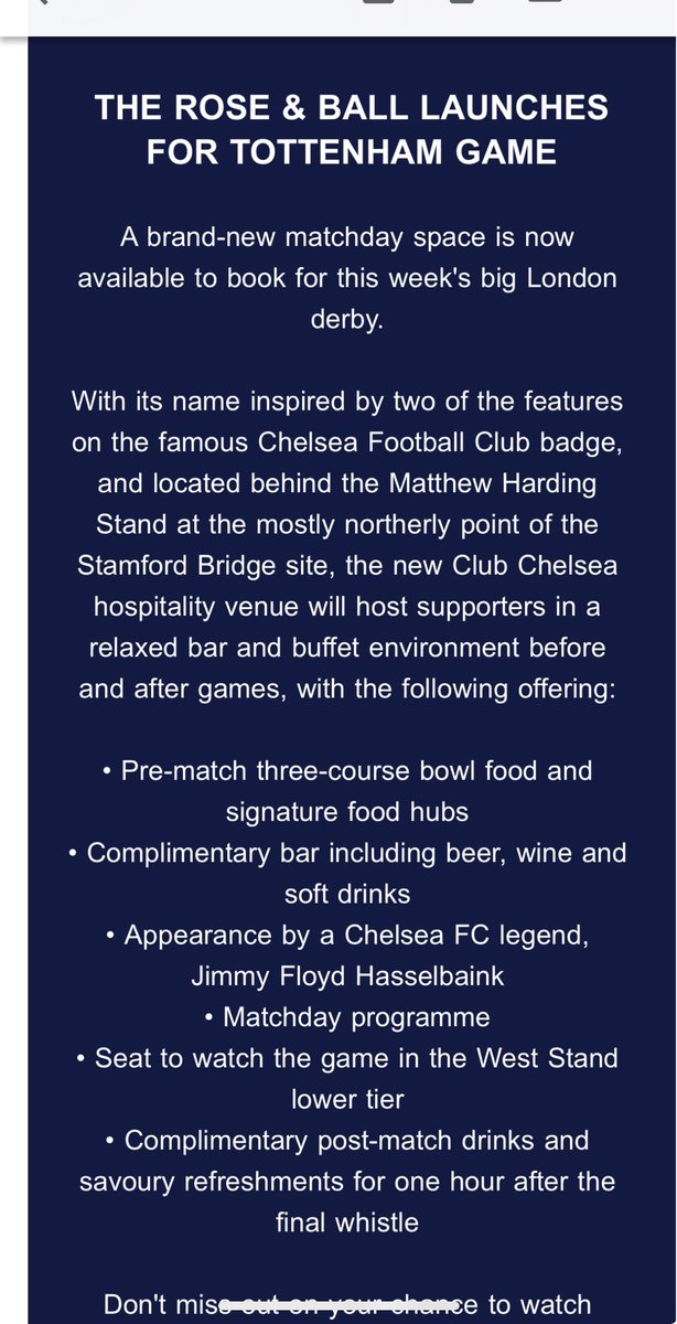 Yet more WestL seats unavailable to members in the future. How many paying £300 for this will know who Jimmy FH is? Some might know he was a ‘soccer’ player!  So @ChelseaFC, remind me why it will be worth renewing my membership for the 20 something year?
@ChelseaSTrust @CSG2005