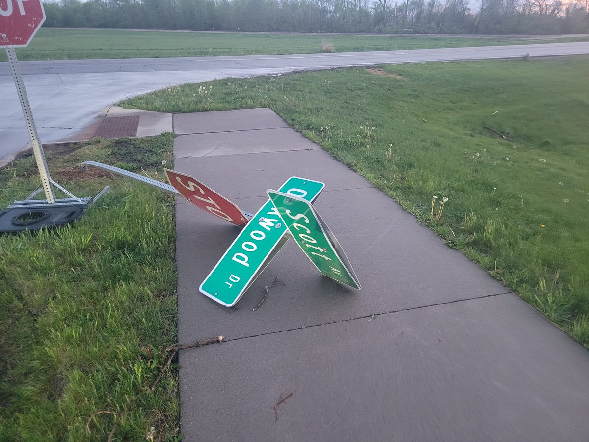 tornado damage outside of des moines I snapped.

most of the powerlines are already restored thankfully, but there are still limbs everywhere, signs warped, and homes damaged.