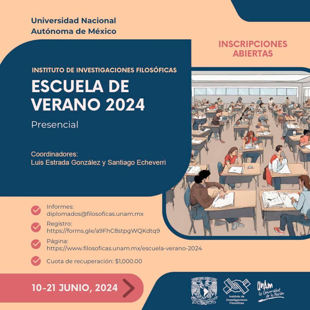 🔴[NEWS] El Instituto de Investigaciones Filosóficas les invita a participar en la Escuela de Verano 2024. 🌄 ¡Las inscripciones cierran pronto! 🎒Consulta más información en: tapuya.org/news/ @UNAM_IIFs #EscuelaDeVerano2024 #IIFs