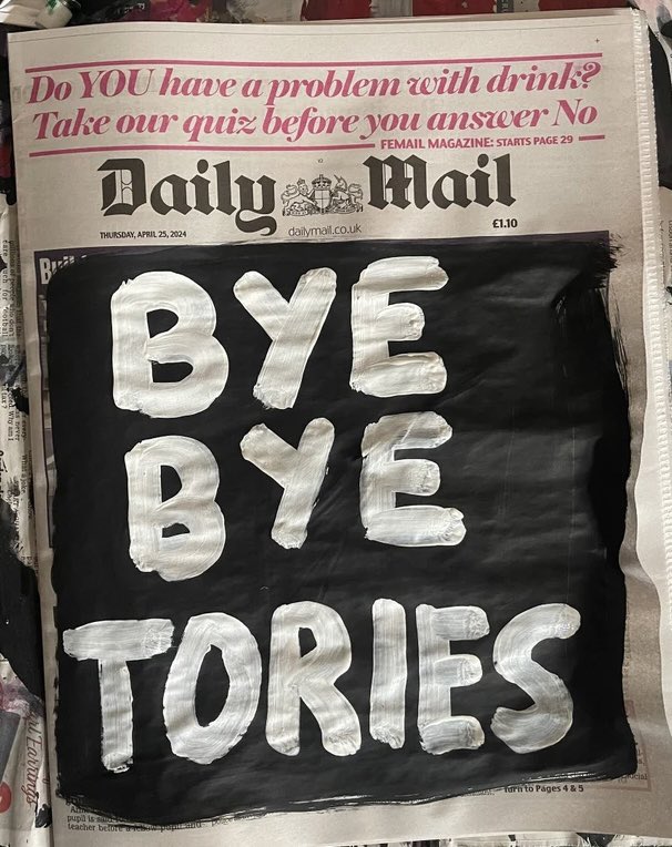 I rearranged the letters on the front page of the Daily Mail to Bye Bye Tories 😎etsy.com/uk/listing/172…