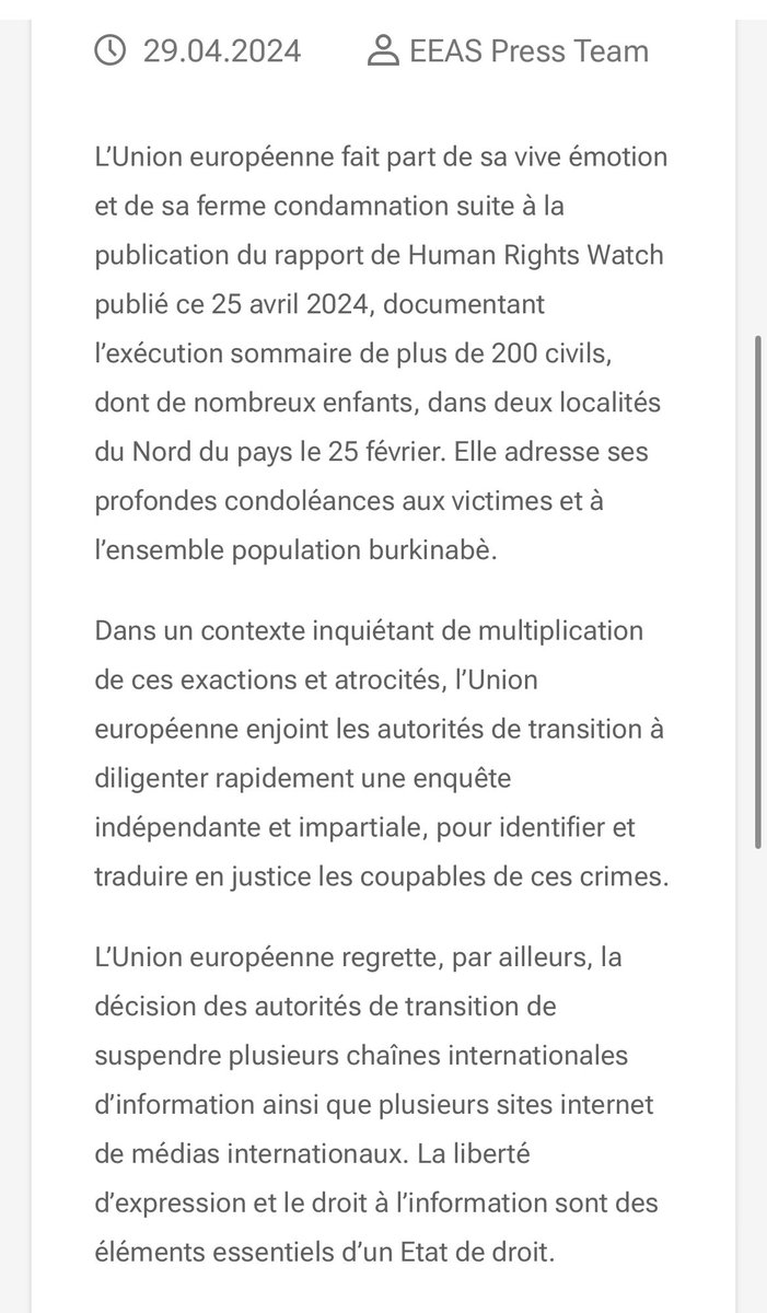 Burkina Faso: Déclaration du porte-parole 🇪🇺 sur les derniers événements en 🇧🇫 👉