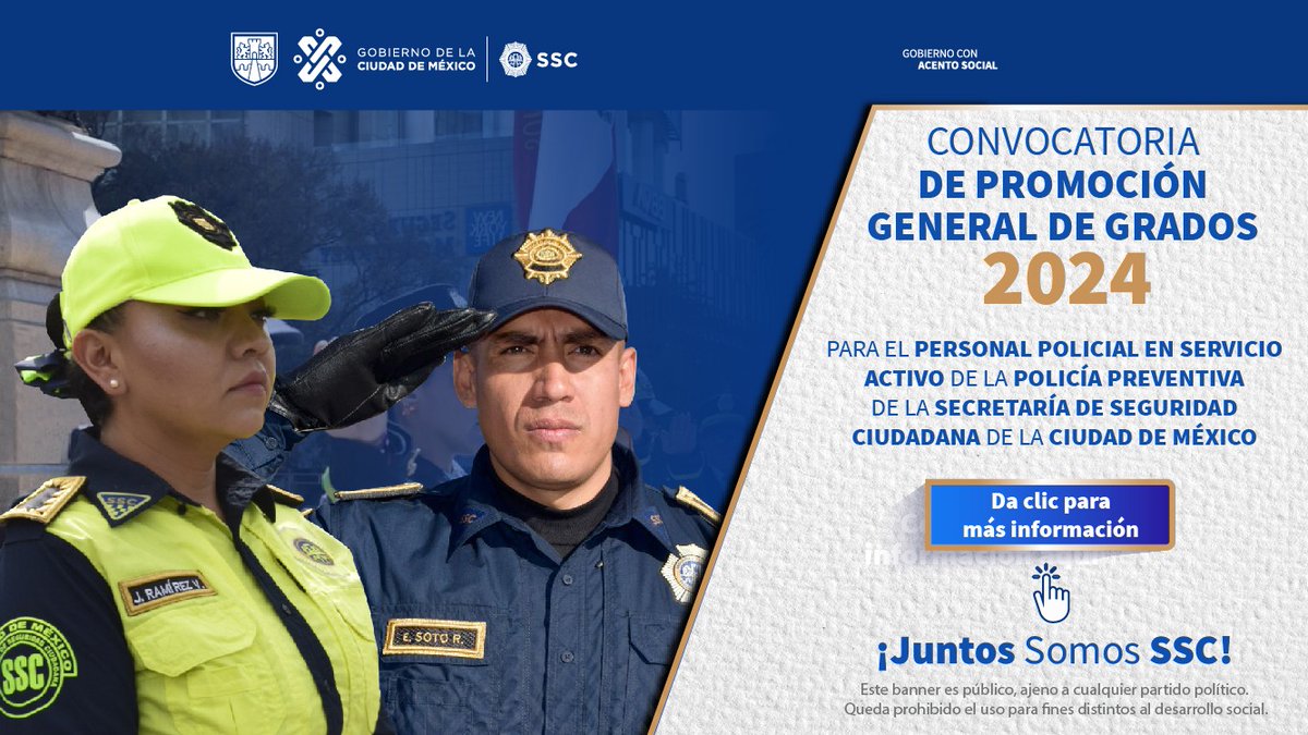 La #SSC invita a las y los compañeros de la #PolicíaPreventiva a participar en el proceso de Promoción General de Grados 2024. Estos son los requisitos 👉🏼 lc.cx/9LkSHa
