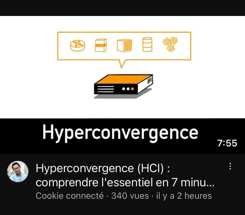 Nouvelle vidéo ❤️
Ça parle d'hyperconvergence (HCI). Je vous explique les concepts clé!

Hyperconvergence (HCI) : comprendre l'essentiel en 7 minutes
youtu.be/kLMhlTh1Ofg

Un retweet pour aider? 😳