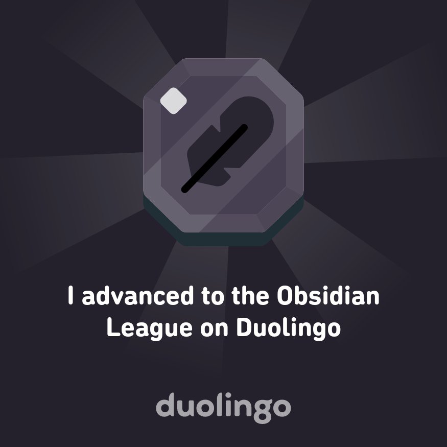 Lekspert's tweet image. I advanced to the Obsidian League on Duolingo
