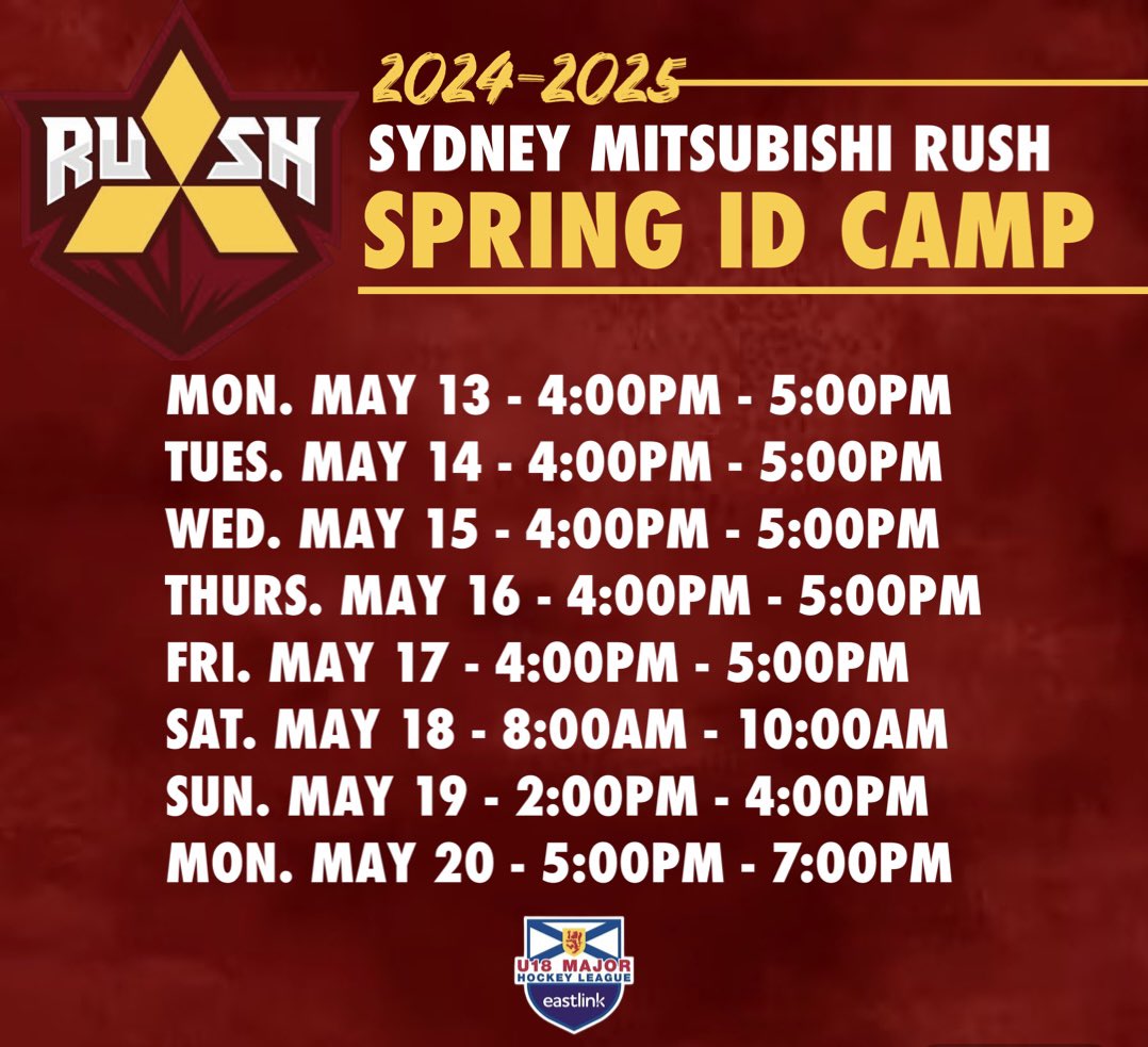 🗓️Revised schedule for Spring ID Camp. Players can pick up registration material starting May 2, 2024 at the Membertou S&W Centre Skate Shop 🏒
