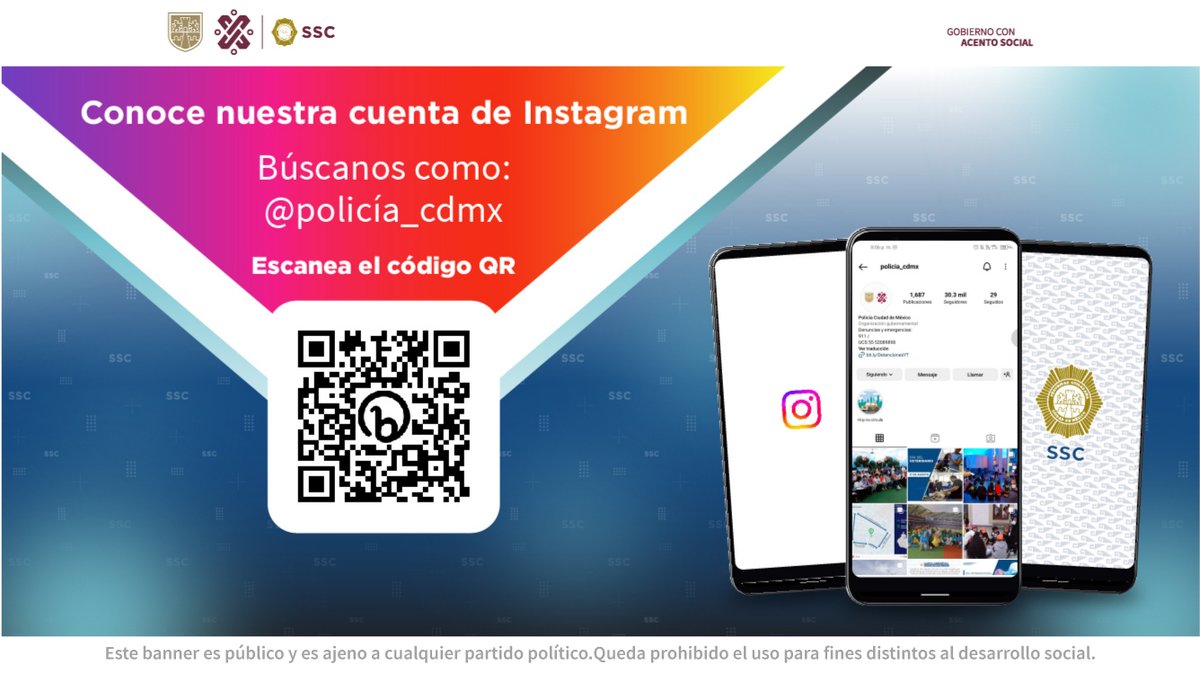 #SSC | A través de nuestra cuenta oficial de #Instagram📱📷, entérate de las acciones más relevantes que realizan nuestras y nuestros Policías en la #CiudadDeMéxico. #CiudadSegura
