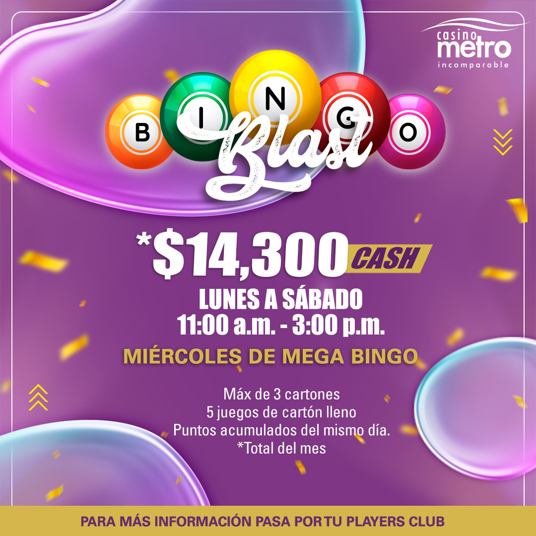 ¡LLEGA!!! al  BINGO BLAST 🤑 de Casino Metro con $14,300 CASH 💰💰💰💰 @CasinoMetro #CasinoMetro #MetroLounge #Casinos#PuertoRico #Dinero #Suerte #casinos#Suerte