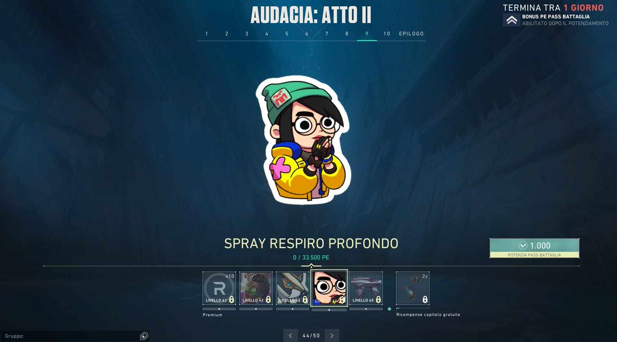 📢[VALORANT]📢

Siamo al termine del secondo Atto dell'episodio AUDACIA!

Restano solo pochi giorni per progredire nel Pass💠