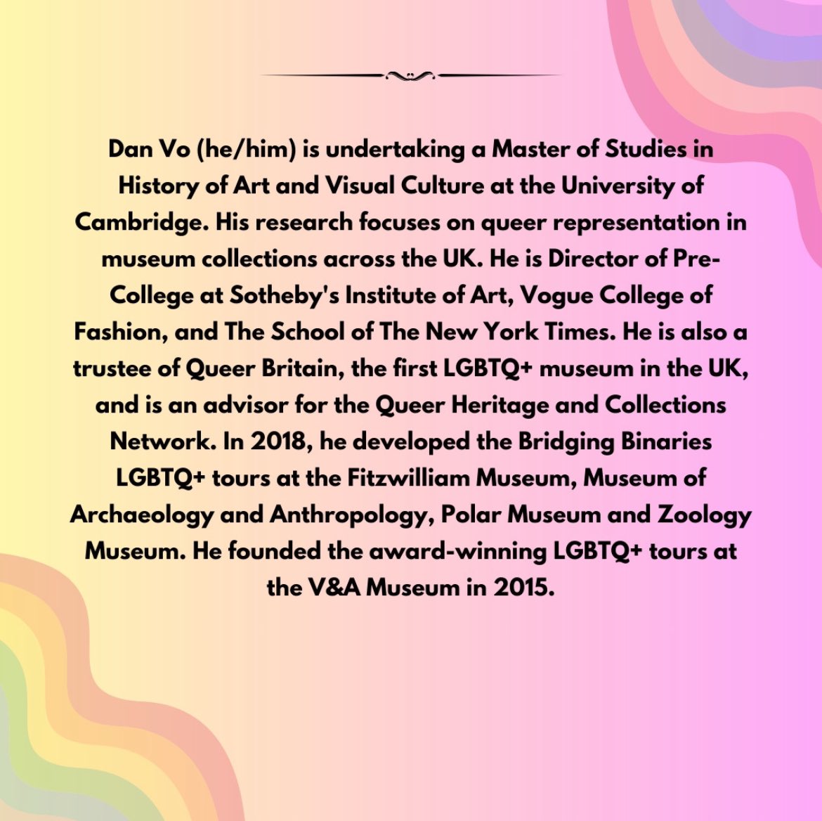 🎉PANEL ANNOUNCEMENT🎉 🎨Commemorating Queerness Through Art and Archives🎨 This panel will explore queer representation across museum collections, archival material, oral histories, and art curation. How can these creative practices enlighten and preserve queer experiences?