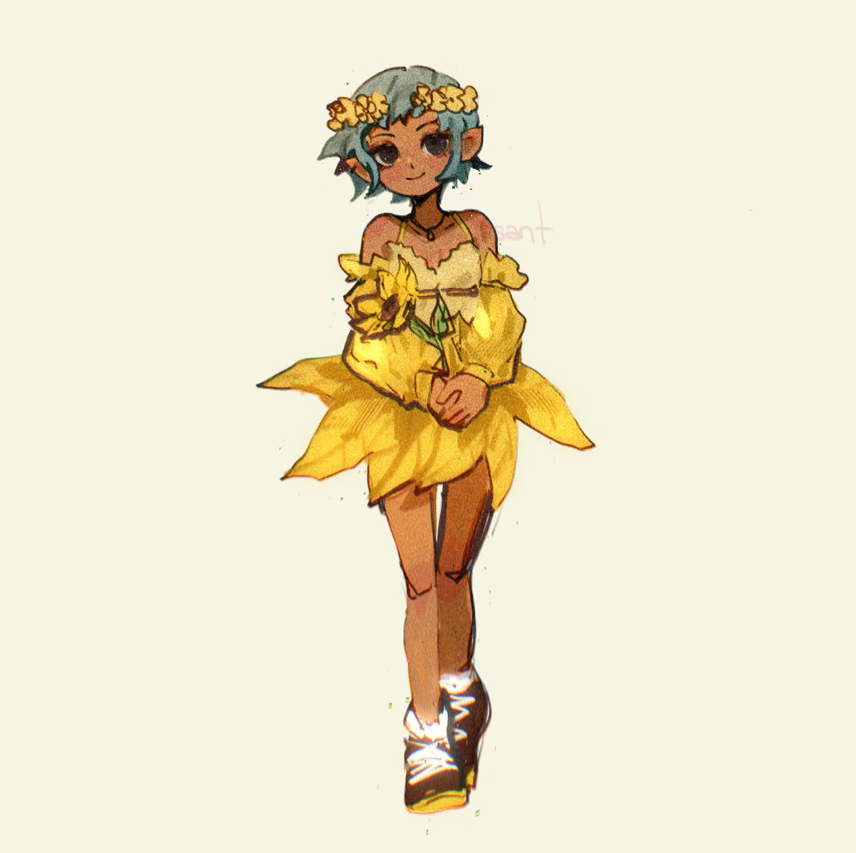 Doodle of that one super cute new Frankie #peachriot figure 🌻 i can't afford to get a bunch of blindboxes for her so Im living vicariously through this drawing..