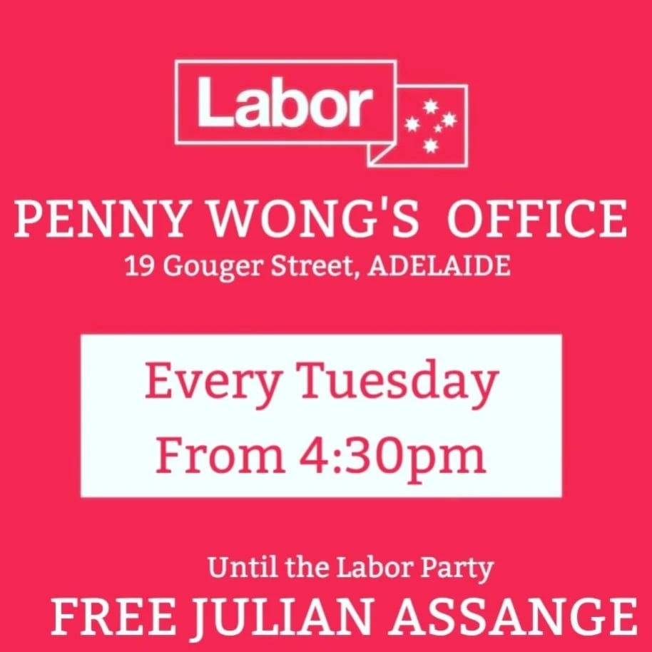 Every Tuesday Adelaide #FreeAssange #JournalismIsNotACrime #FreeSpeechMatters #ProtectProtest #SpeakUpForAssange