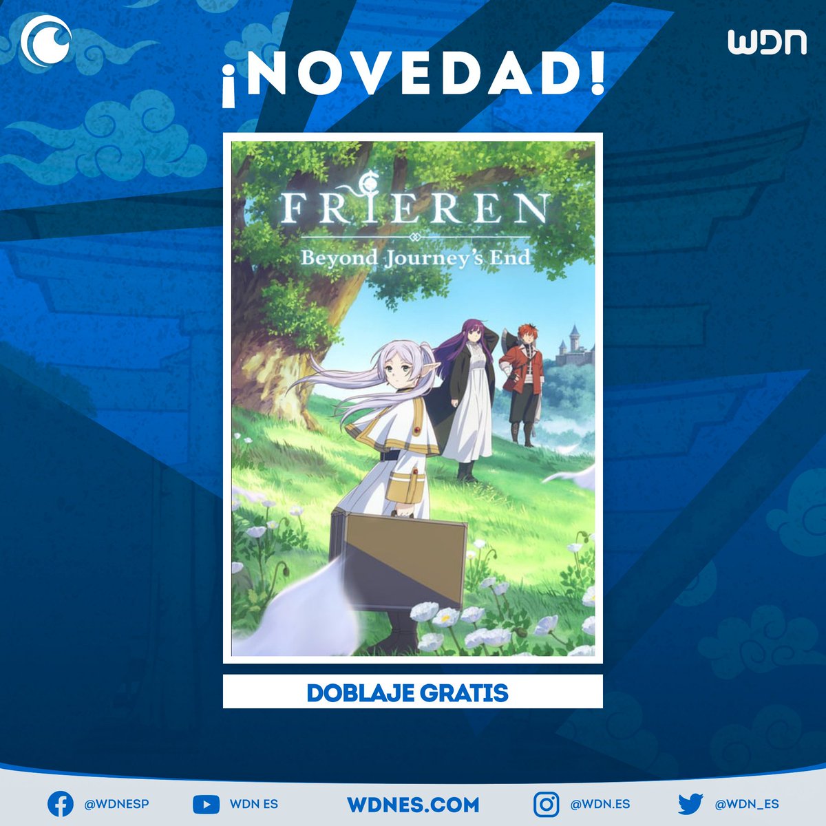 wdn_es's tweet photo. 📺 | Anime
El doblaje de "Frieren: Más allá del final del viaje" estará de forma gratuita en Crunchyroll todo el mes de mayo. #anime #Frieren #Crunchyroll https://t.co/pAJnjhGAxB