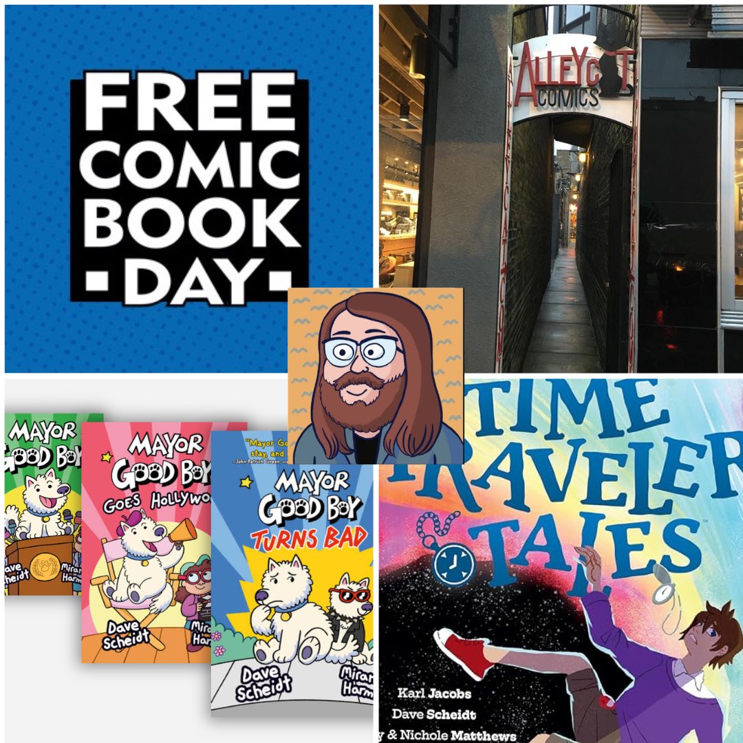 Don’t call it a comeback! I’m making my triumphant return to @alleycatcomics for @Freecomicbook this Saturday which is ALSO my birthday so it’s extra special! Can’t wait to see everyone! Come support an amazing comic shop(they’ll have a crazy sale) and cool dudes (me)