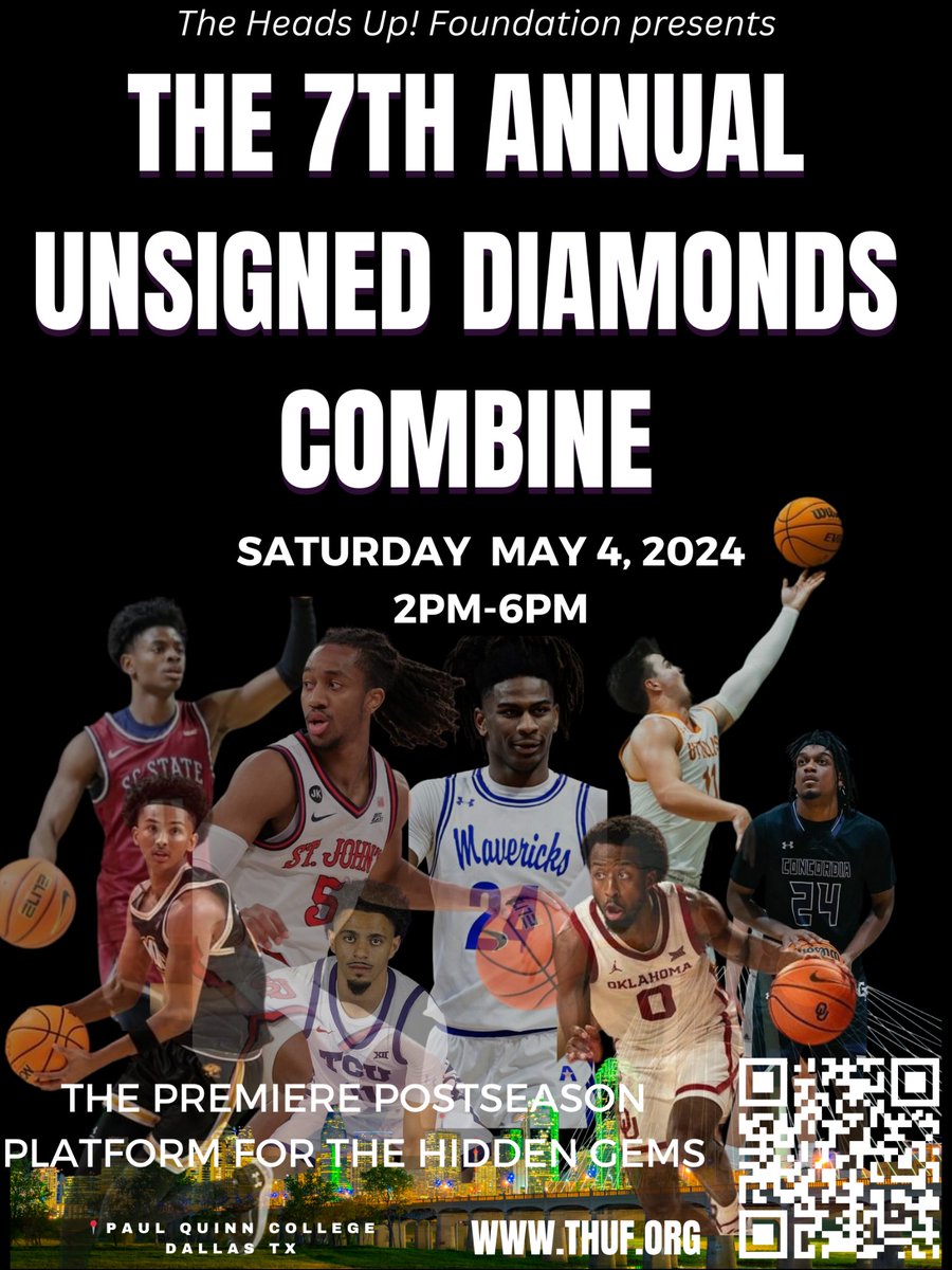 #HEADSUP The Unsigned Diamonds Combine (Session 2) will be held this Sat 5/4! Here's an opportunity for you to compete/gain exposure College coaches/Media are confirmed and SPACES ARE LIMITED! thuf.org 🏀🎟zeffy.com/en-US/ticketin…