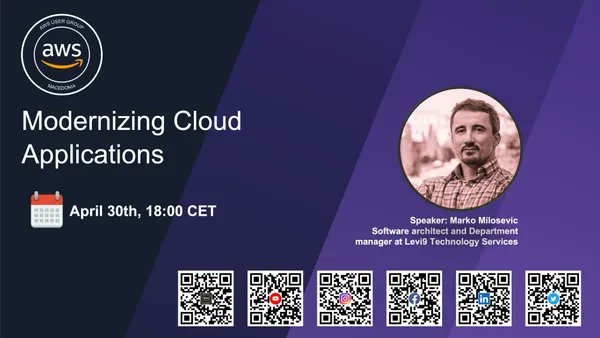 AWS_Macedonia's tweet photo. Many applications are not started as cloud native applications. You can get them to the cloud, what are the strategies to do so? or how do you modernize it?
Join us tomorrow live !!
https://t.co/ubEk0cZN0K https://t.co/3EWA7cpp7c