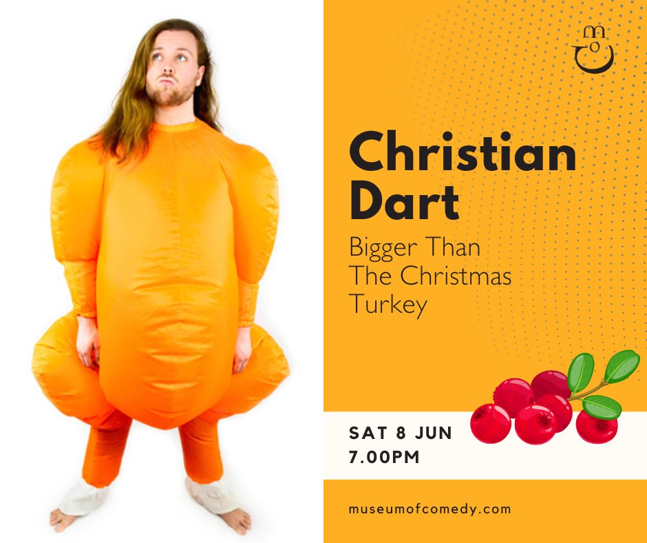 On sale! Bigger Than The Christmas Turkey is a laugh-out-loud musical hour spent inside the whimsical world of @DartChristian. You'll hear about his birth weight, less-than-successful love life, childhood theatre aspirations & his lust for guacamole 🍗 loom.ly/Zdrn6Ko 🍗