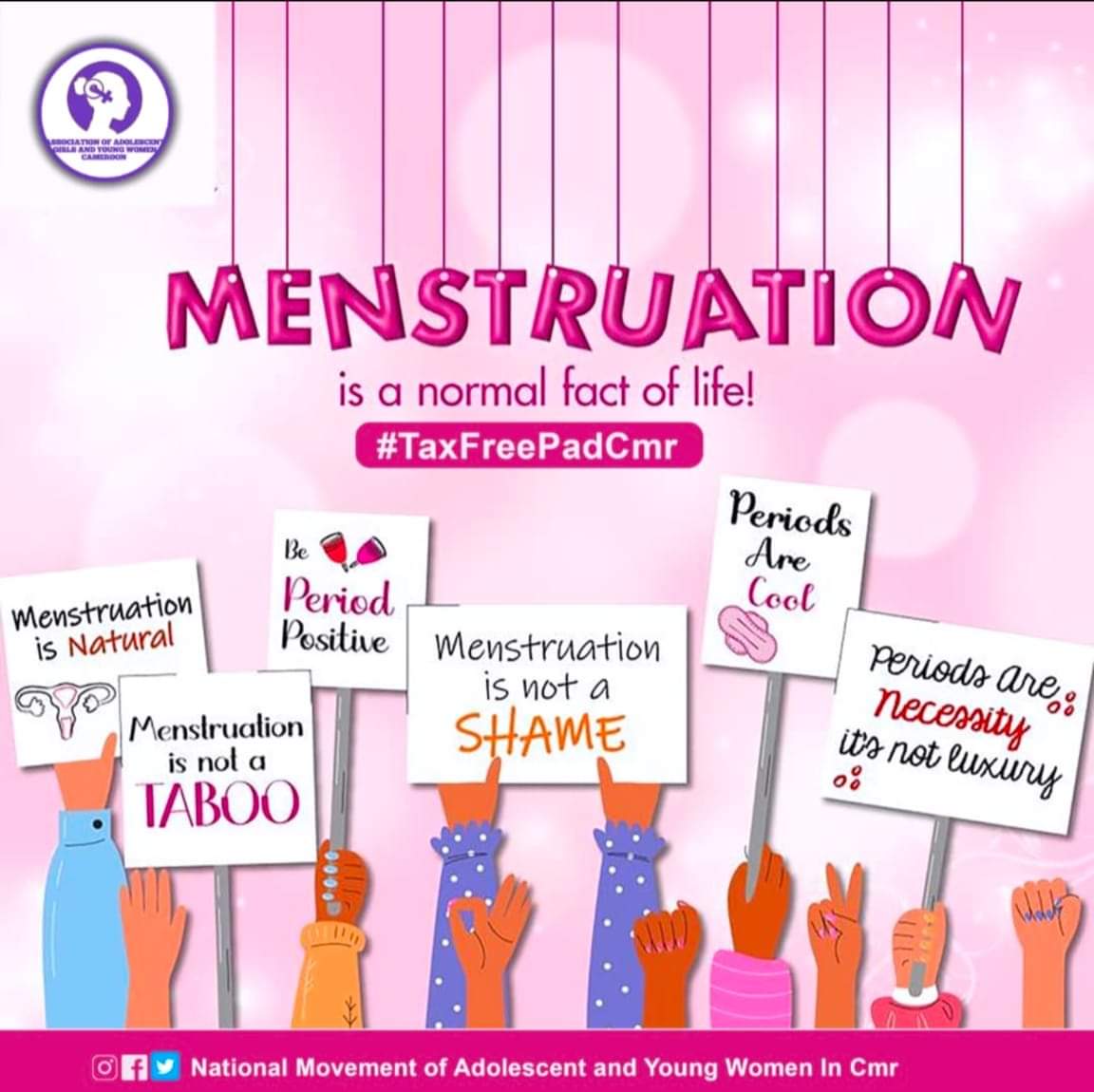 We keep echoing our voices to say Menstruation 🩸 is a normal fact of Life. #Stopthestigma

#taxfreepadcmr
#dontatxmyperiod
#agywcmr
#periodpoverty