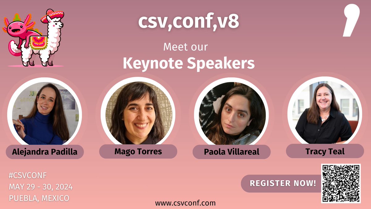 #LATAM | ⌛️ ¡Tic, toc, tic, toc, comunidad datera! ⌛️ ✨ ¡Se vieneee @CSVConference en Puebla, 🇲🇽! ✨ 🤓❤️‍🔥📊 Regístrense y sean parte de un evento comunitario de #datos, #networking, #llamas, #ajolotes y mucho más ➡️ bit.ly/4daPMGO ➕ info. ➡️ csvconf.com