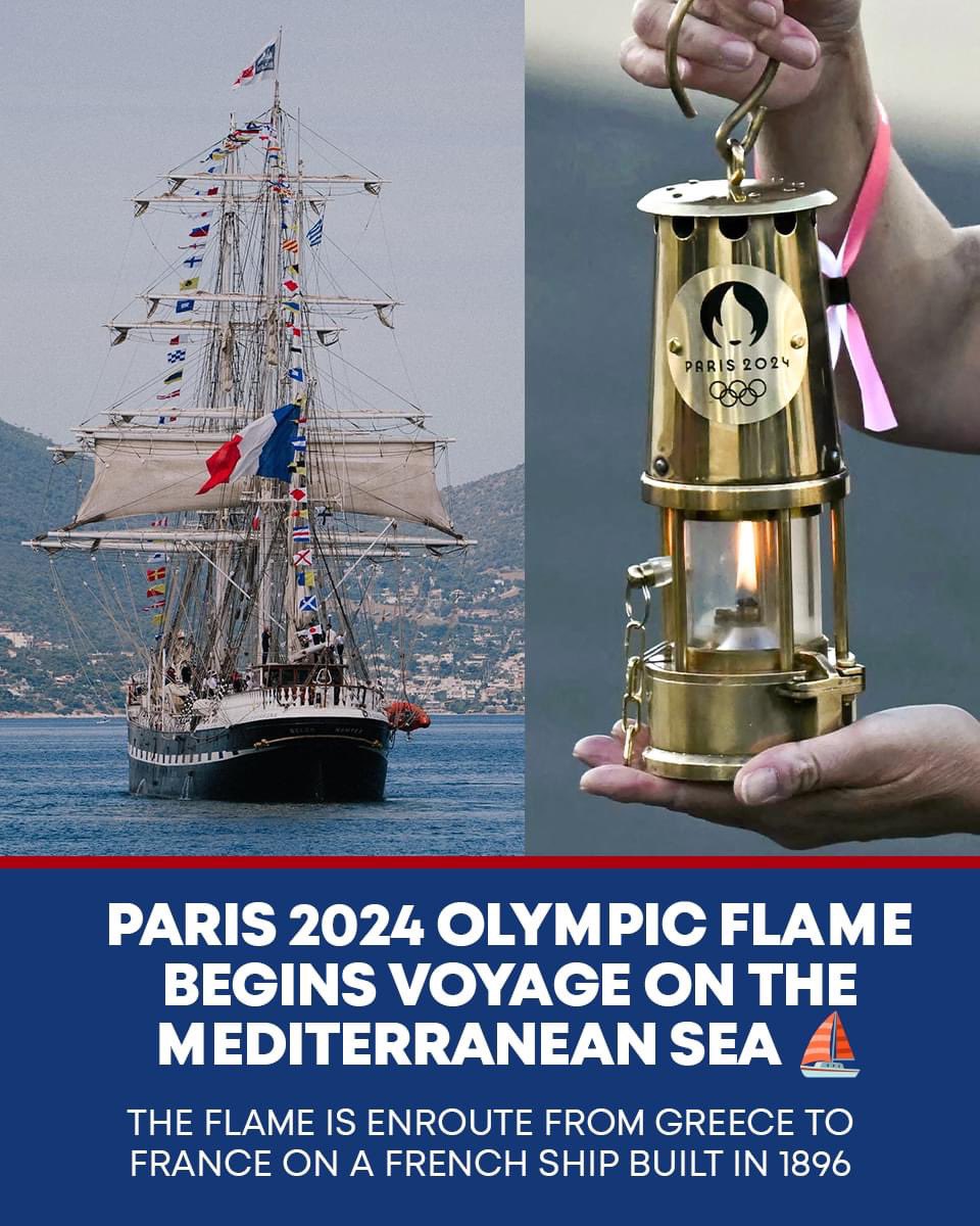 The ship transporting the Paris Olympic flame is as old as the FIRST modern Olympic Games 😮 📸 @NBCOlympics