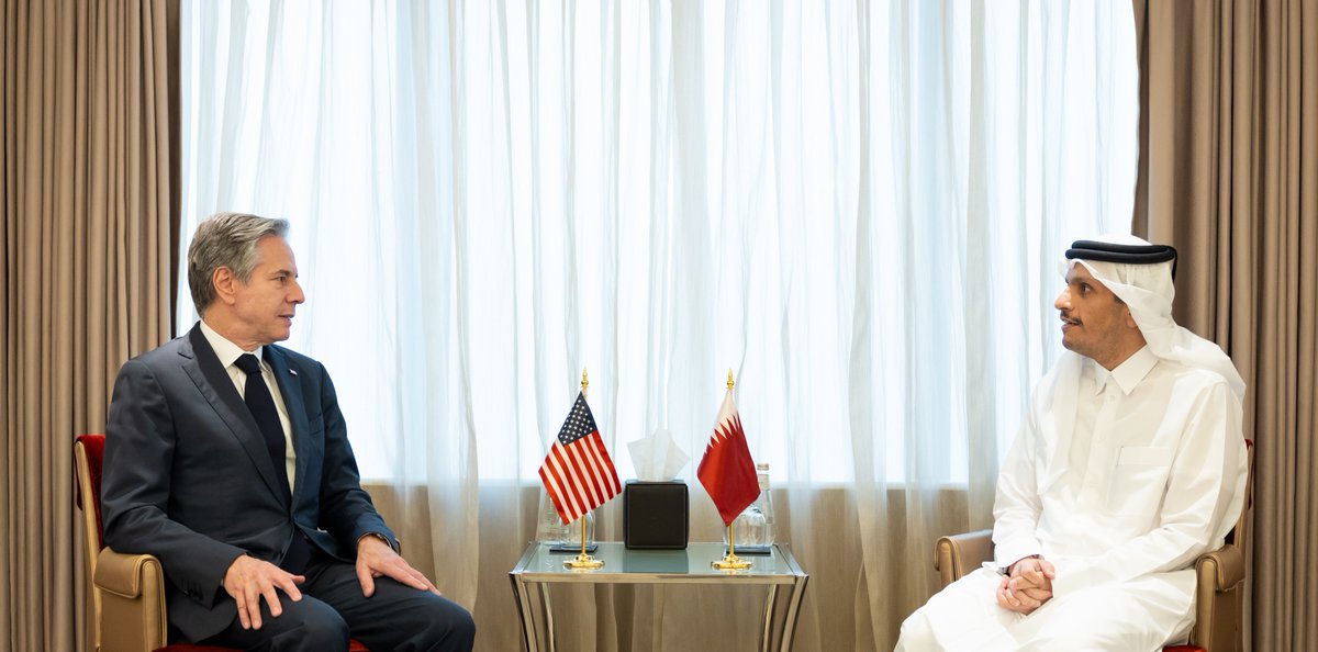 Prime Minister and Minister of Foreign Affairs @MBA_AlThani_  Meets US Secretary of State

#MOFAQatar