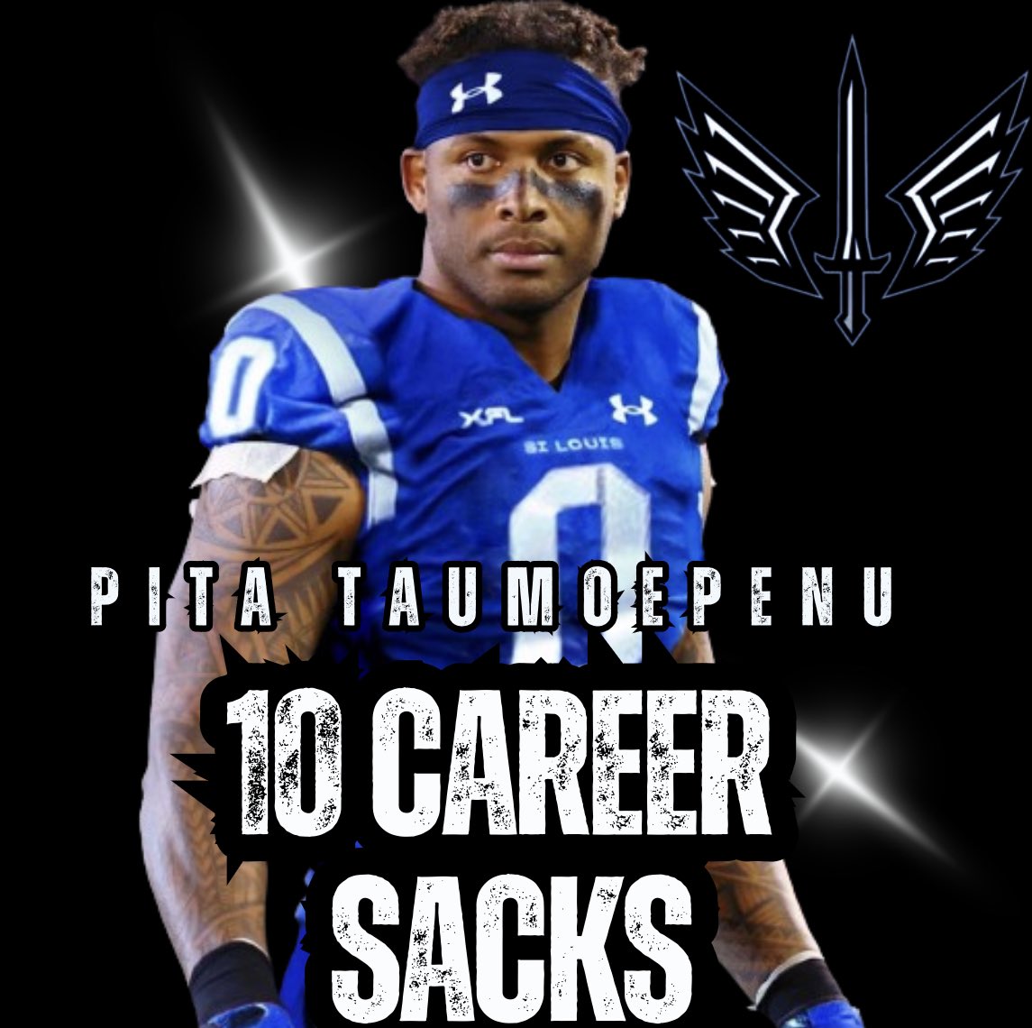 After his 2 sack performance in Week 5 @PitaTaumoepenu has eclipsed the 10 sack milestone for the @XFLBattlehawks. The 2023 DPOY continues to dominate with his new team.