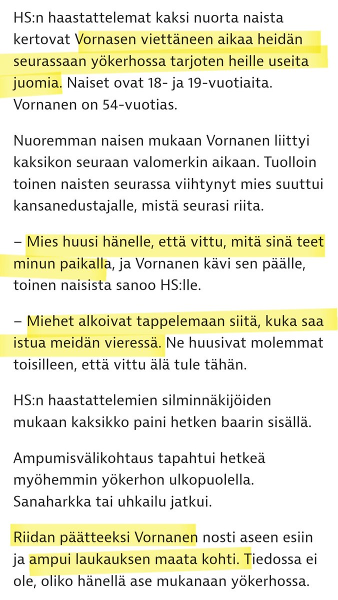 'Kuulusteluissa Vornanen on itse perustellut toimintaansa sillä, että koki tulevansa uhatuksi'

Mikäli tyttöjen tarina on tosi niin tämä kaipaisi kyllä kameratallenteen ja sen kertojaksi David Attenborough.

'Urokset kävivät soitimelle ja kokivat tulleensa uhatuiksi'