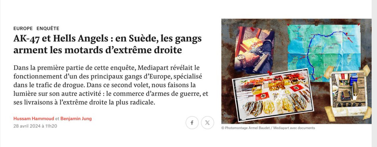 📰 CNews, l'empire Bolloréen, les magazines identitaires ou les blogs conspi pouvaient nous en faire douter, mais le vrai journalisme existe encore. Plongée chez des trafiquants d'armes suédois, à qui les Hells Angels achètent des AK-47 @HussamHamoud & @lebenjung pour @Mediapart