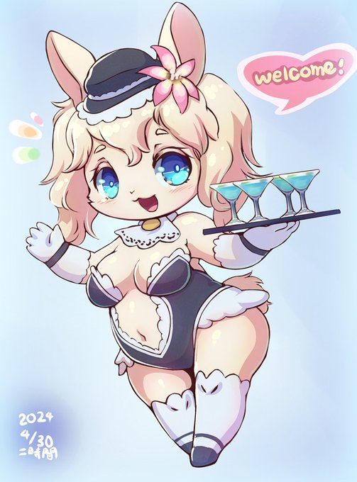 寝る前のケモバニーお絵描き楽しい…楽しい 