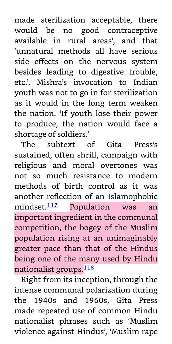 Gita Press (& R$S) had been against population control for Hindus. This explains why population growth has been higher in some States than the rest of India Also, this was much before Bangladesh independence & immigrants issue. So the latter just helped their propaganda .