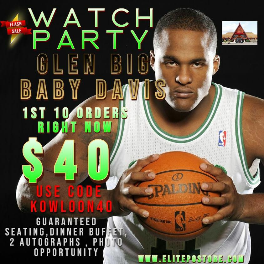 This Wednesday, May 1st, BOSTON CELTICS PLAYOFFS WATCH PARTY w/ (HOST GLEN 'BIG BABY' DAVIS)! Come and have an amazing night at Kowloon for the Boston Celtics Playoffs Watch Party! *See poster for details. Tickets and information: elitepgstore.com