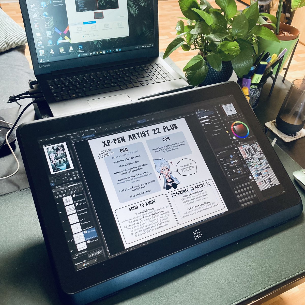 ZylkCo's tweet photo. A while ago @XPPen_de generously send me their Artist 22 Plus to review and I must say: Best Drawing Display I have used so far. ✨ https://t.co/Nwg6huHxi5