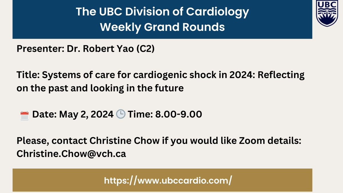 Come and learn. 🔊 Join us for another great session at the UBC Division of Cardiology Grand Rounds! #Cardiology #HeartHealth #UBCGrandRounds