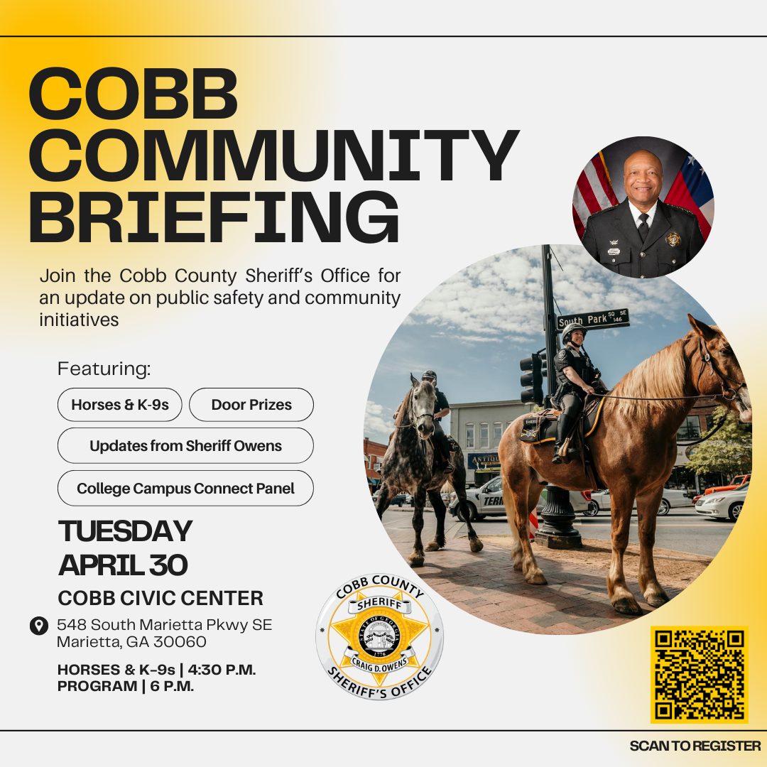 🐎🐶 Meet the sheriff’s paw-ficers at a community briefing tomorrow @ the Cobb Civic Center, 548 South Marietta Pkwy SE, Marietta. 4:30pm - K-9s & mounted patrol 6pm - Briefing and program More information: bit.ly/4aUeOs2 #cobbsheriff #cobbcounty #horses #dogs