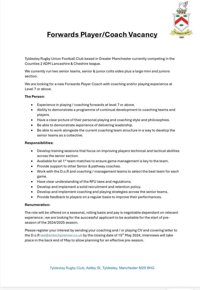 We are on the lookout for a forwards player/coach to join the ranks for next season

#upthebongs