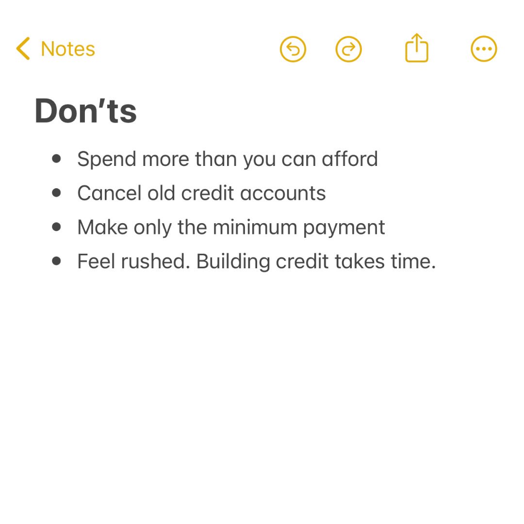 POV: You’re in your credit building era. What are your do’s and don’ts ⬇️