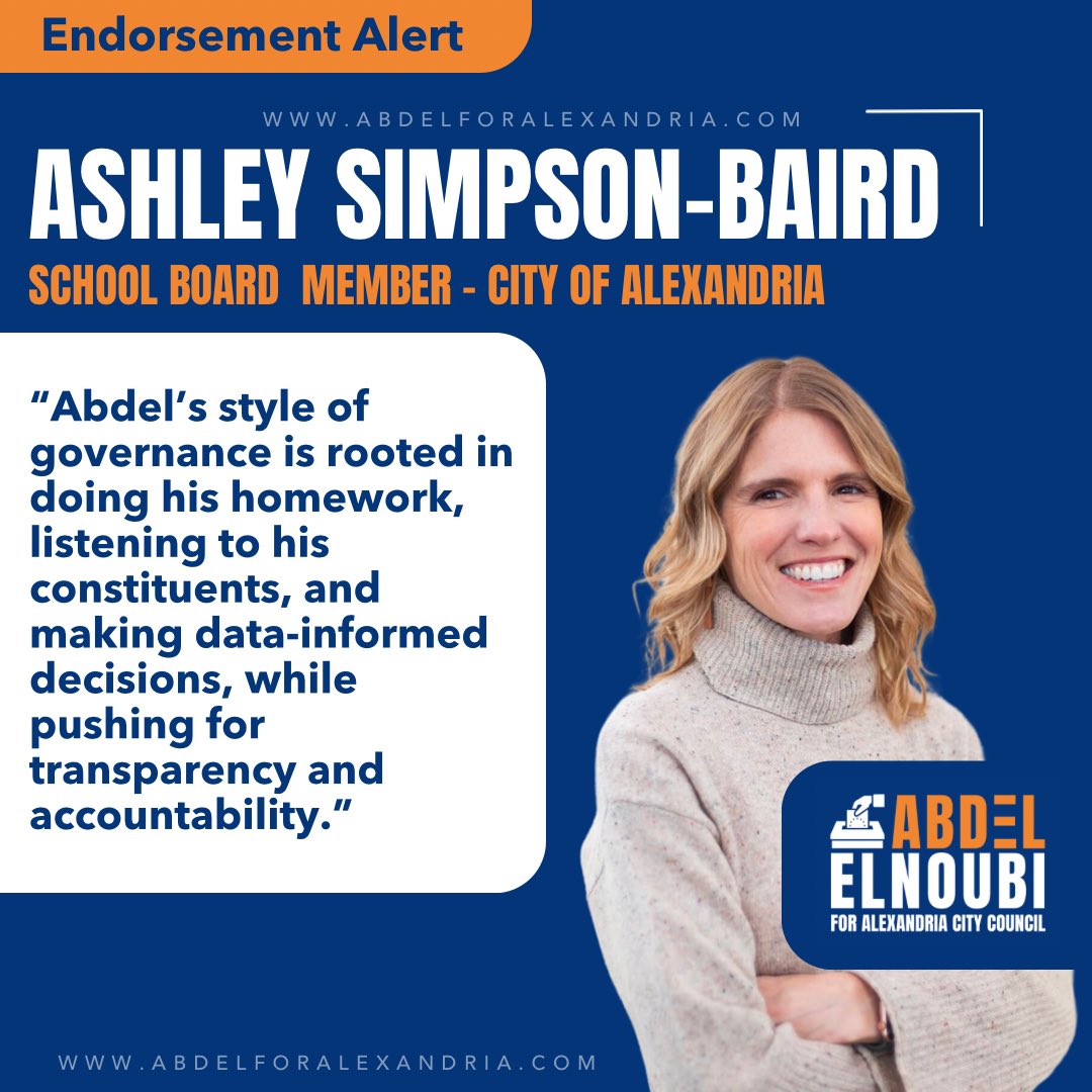 Honored to receive the endorsement of my School Board and soccer colleague School Board Member Dr. Ashley Simpson Baird!