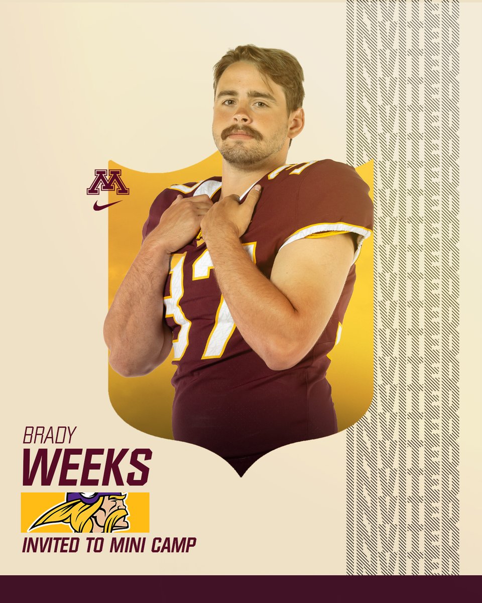 Brady Weeks has received a @Vikings camp invite! #Gophers x @Snap_Footballs