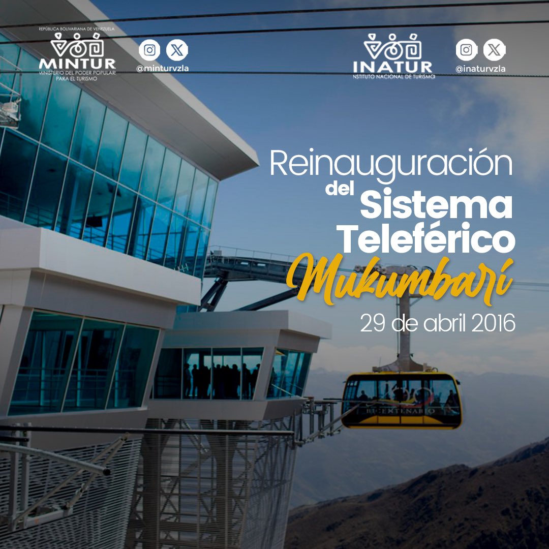 Hace 8 años, el Sistema Teleférico @Mukumbari fue reinaugurado por nuestro presidente @NicolasMaduro luego de 5 años de obra. Hoy, el teleférico de Mérida más alto del mundo, ofrece una experiencia grata e inolvidable, en las montañas más altas de Venezuela. @NicolasMaduro