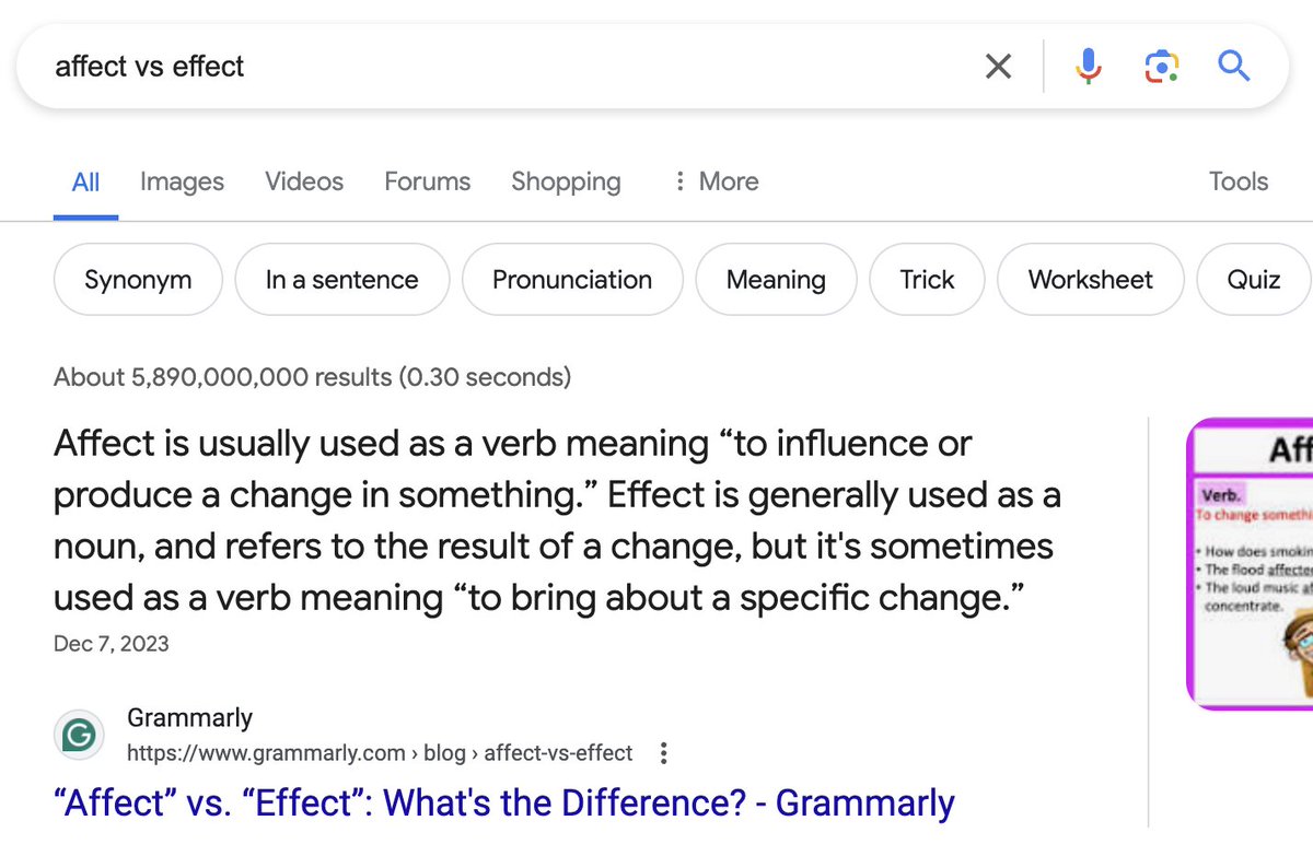 Me every single time I use the word 'affect' or 'effect'